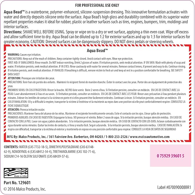 Malco Aqua Bead Water Based Dressing - Image 9