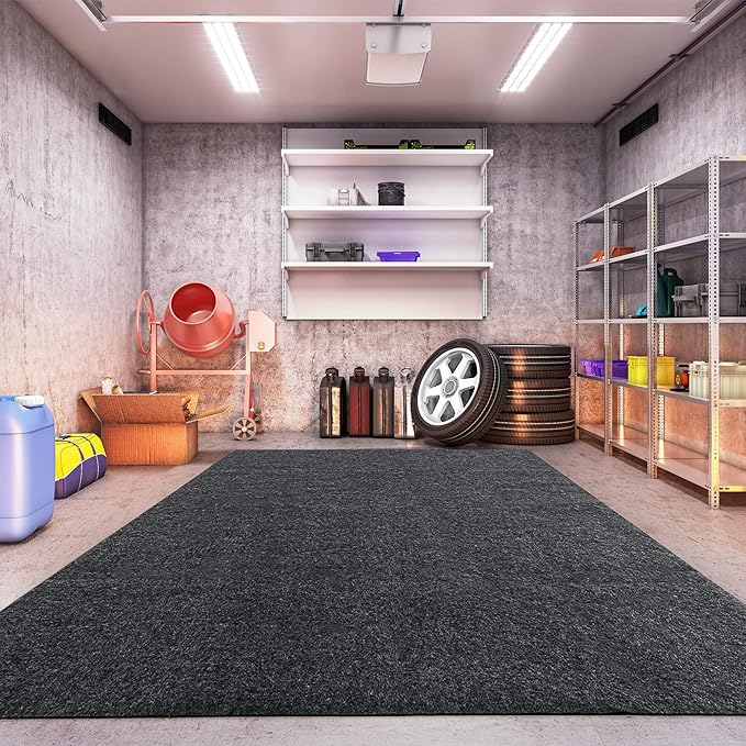 HOMBYS Garage Floor Mats for Under Car, Dark Grey Garage Flooring Rug, - Image 2
