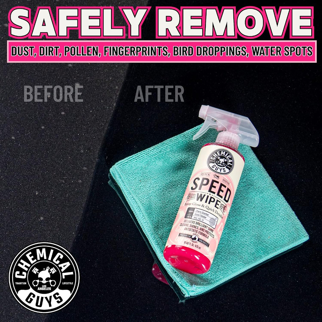 Chemical Guys Speed Wipe Quick Detailer - High Gloss, Streak-Free Shine, Detail Spray for Cars, Trucks, Motorcycles, RVs, and More, Safe on Paint, Glass, Wheels, and Trim, Cherry Scent, 16 fl oz