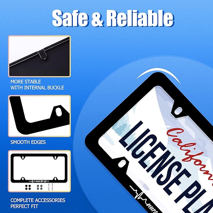 Nurse Life License Plate Frame Beautiful Text License Plate Stainless Steel - Image 2