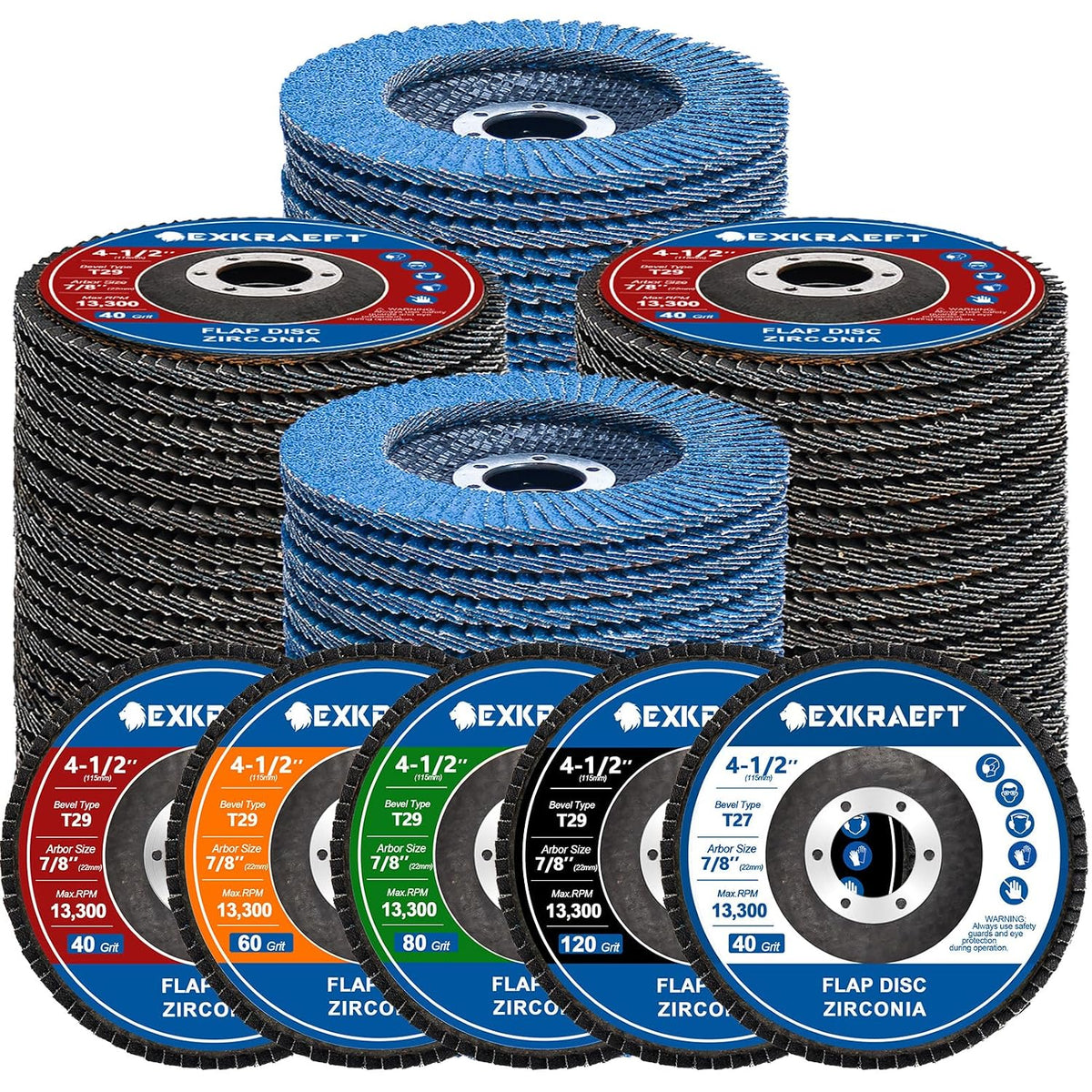 exkraeft flap discs 4 1/2 for angle grinder, main product view