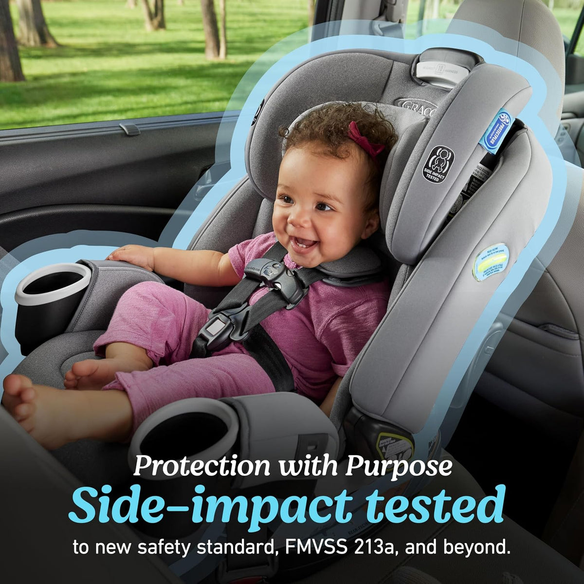 graco 4ever dlx 4-in-1 convertible car seat, charlie, side view