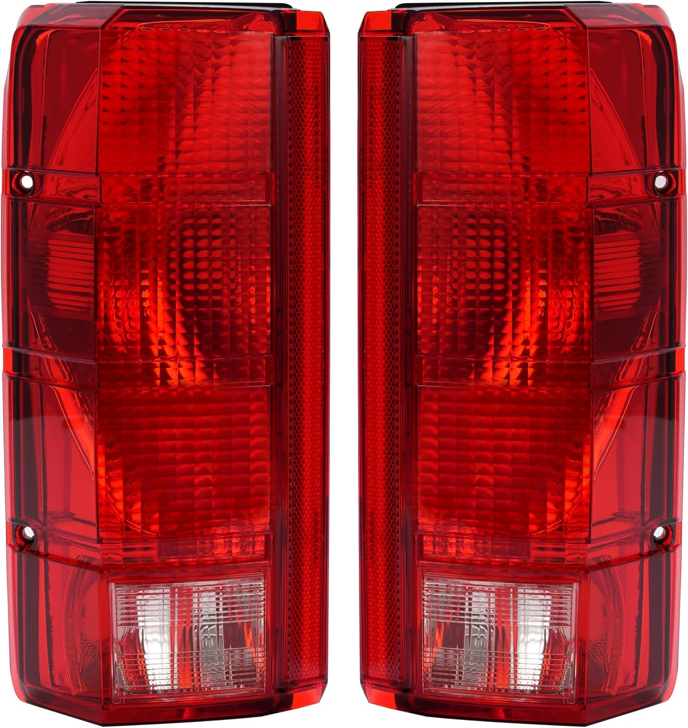 HECASA Pair Tail Light Compatible with 1980-1986 Ford F-150 F-250 F-350 Bronco F-100 Halogen Brake Lamp Taillight Replacement for E4TZ13405B FO2800103 E4TZ13404B FO2801102 Red White Lens Black Housing