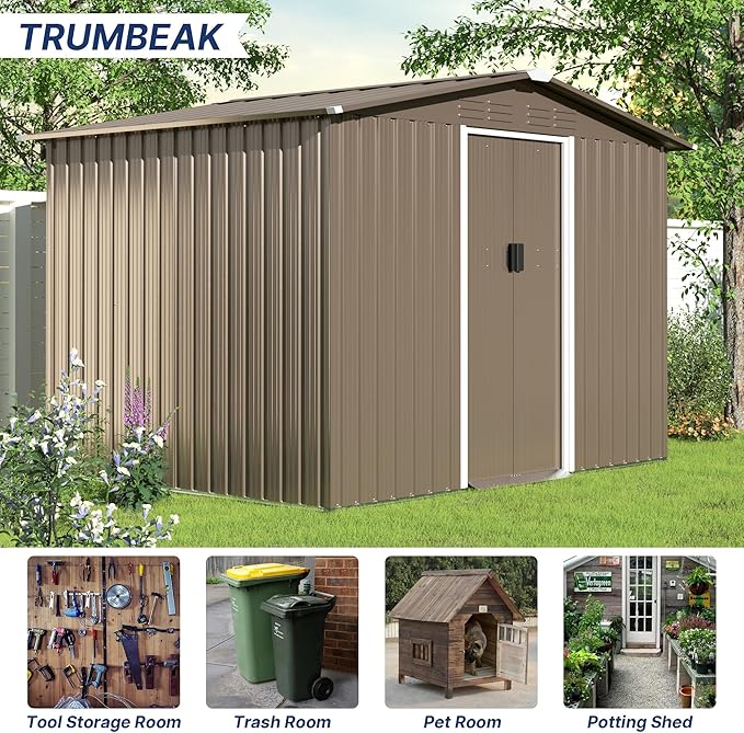 8FT x 6FT Metal Outdoor Storage Shed, Utility and Tool Shed Storage House - Image 2