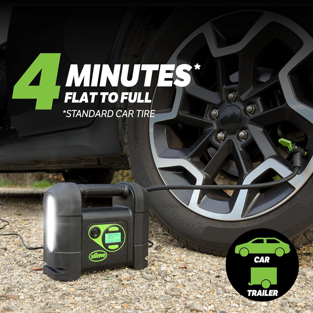 Slime 40047 Tire Inflator, Portable Car Air Compressor, Rugged, Inflate Right...