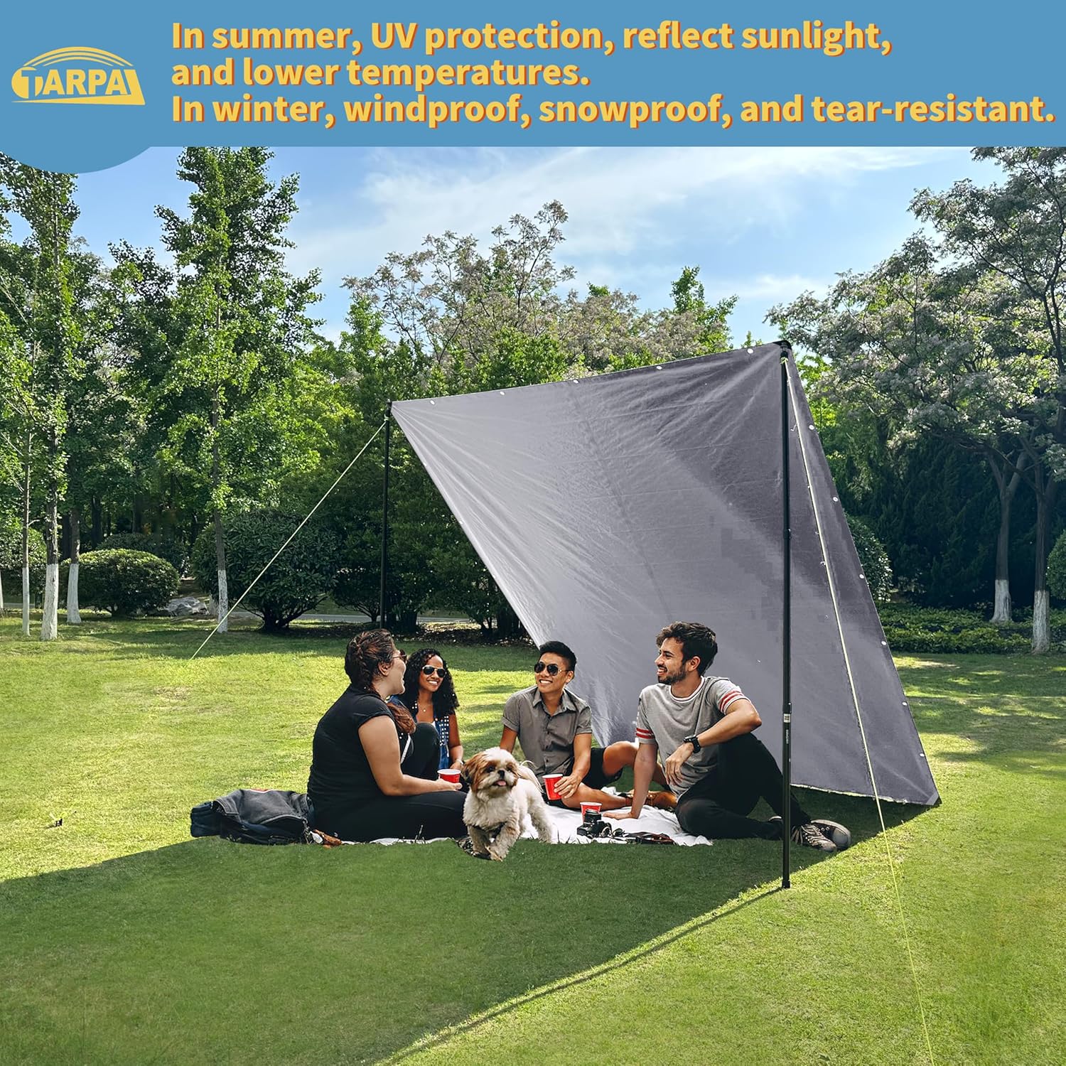 TARPAL 10x16 tarp,Heavy Duty Tarp 14mil Silver Reflective Tarps Waterproof with Grommets and Reinforced Edges UV Protection,Tear Resistant for Firewood,RV,Boat,Roof,Car,Camping