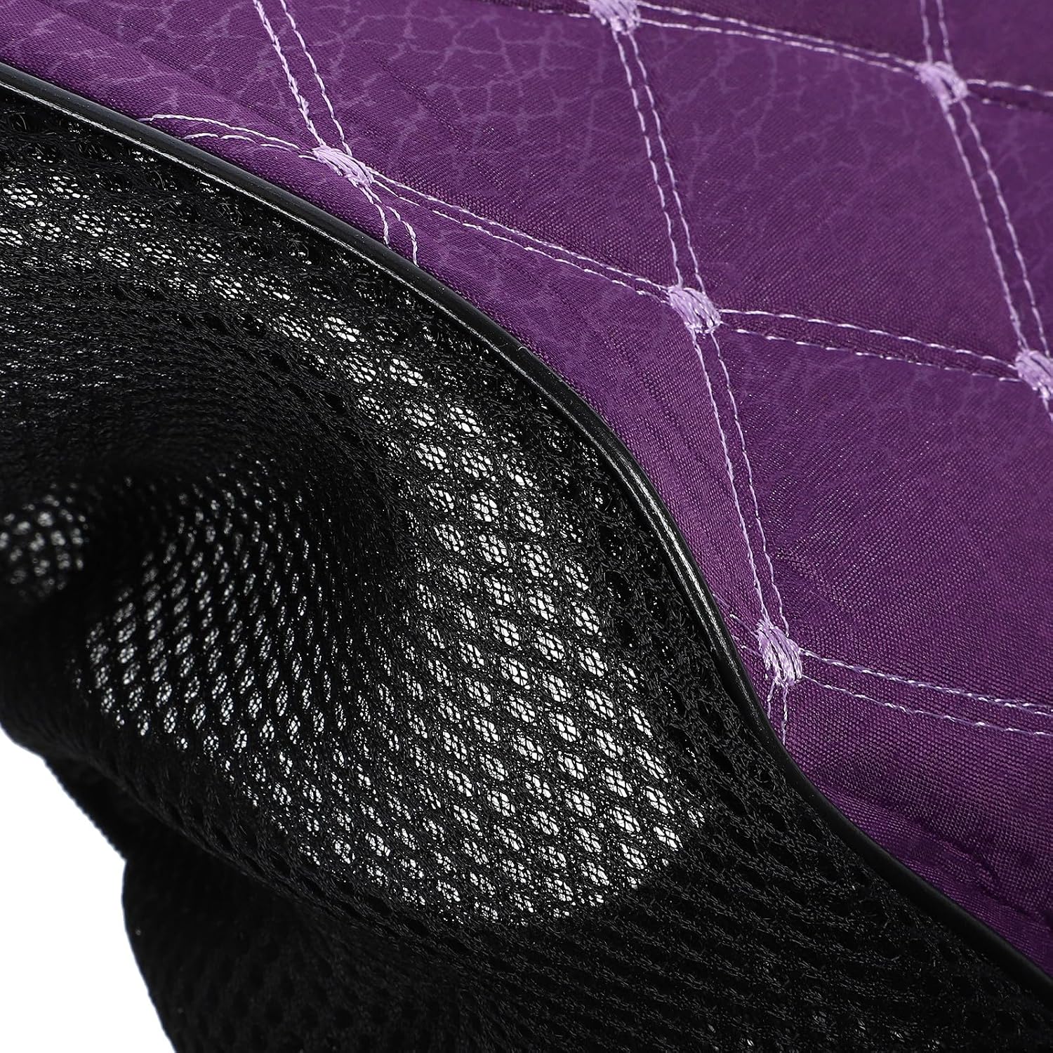 Luxshiny Motorcycle Seat Protector Cover Breathable Anti-Slip Cushion Large Purple Fabric Grid Seat Cover for Electric Scooter Moped Outdoor Use Seasons