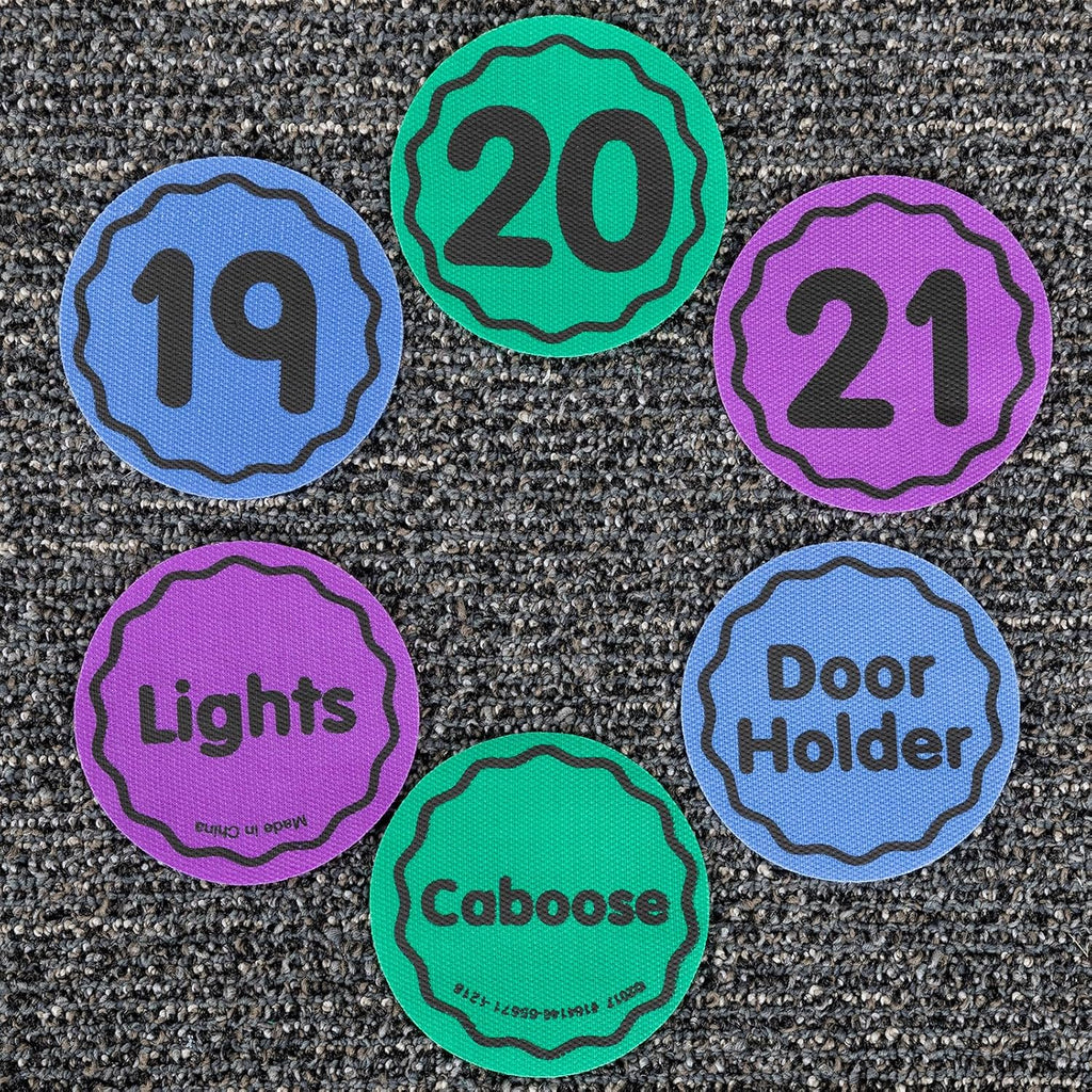 Really Good Stuff Carpet Mark-Its 36 Pack Line-Up Helpers Numbered Spot Markers and Labels 4' Carpet Dots for Teacher Supplies