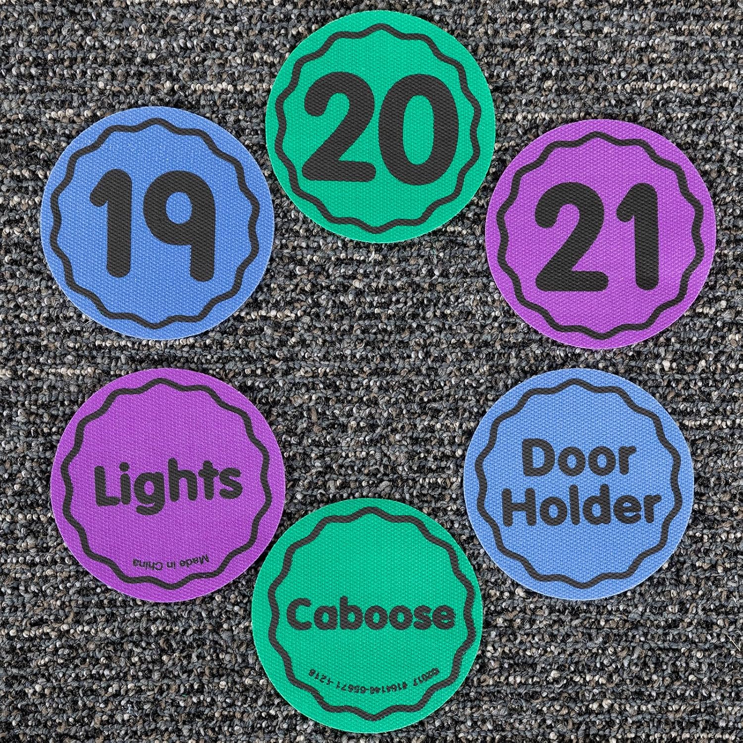 Really Good Stuff Carpet Mark-Its 36 Pack Line-Up Helpers Numbered Spot Markers and Labels 4' Carpet Dots for Teacher Supplies