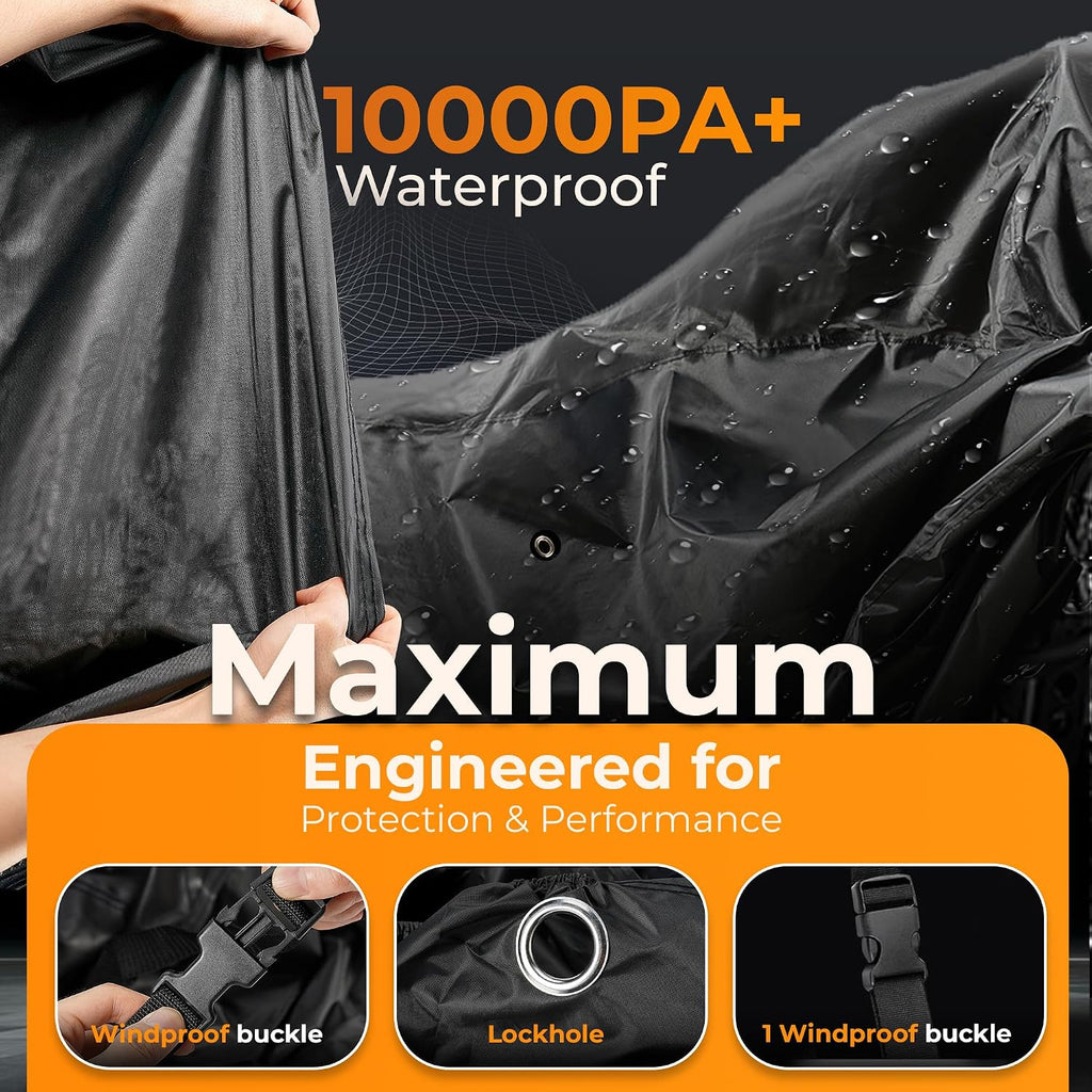 Heavy Duty Motorcycle Cover for - Enhanced Waterproof Motorcycle Covers Outdoor Storage Applicable to mainstream medium-sized motorcycles car on the market(XXXL)