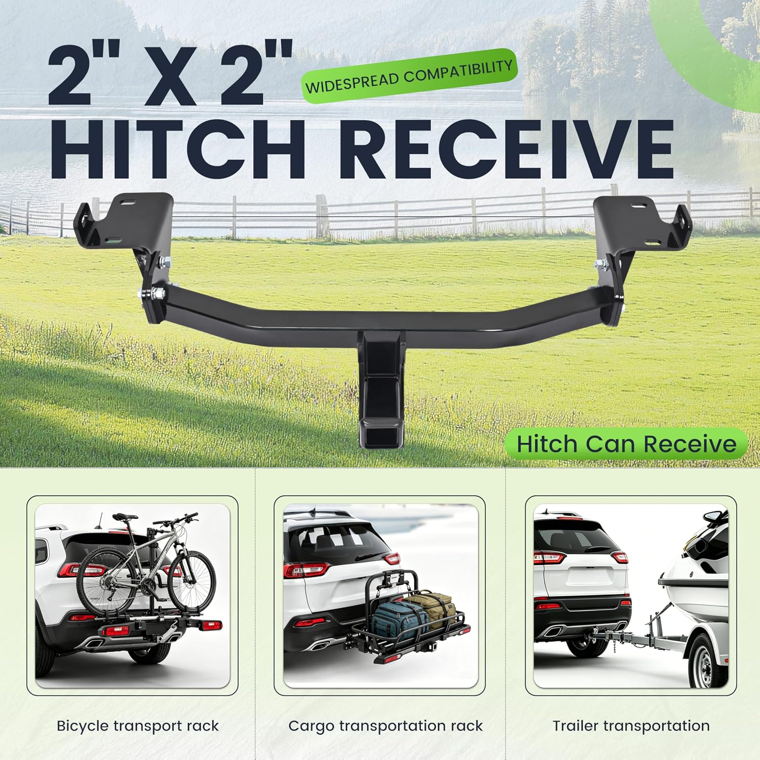 HECASA Class 3 Trailer Hitch Compatible with 2014-2018 Jeep Cherokee Trailer Tow Hitch 2 Inch Receiver Powder Coated Black