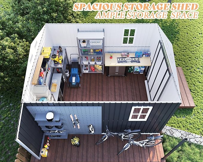 Jocisland 10.6x10.3x6.3 FT Galvanized Metal Storage Shed - Image 4