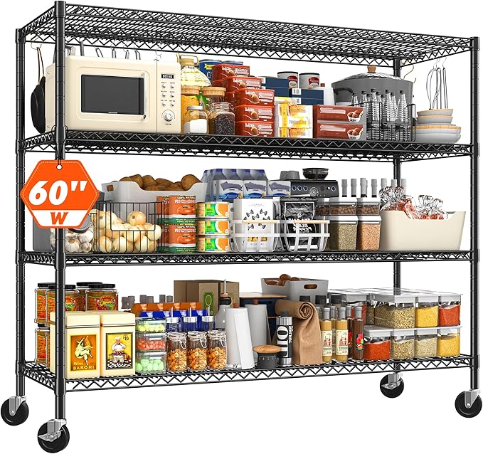 REIBII 60" W ×24" D×65.3" H, 4 Tier Wire Shelving 2878LBS Heavy Duty Steel - Image 8