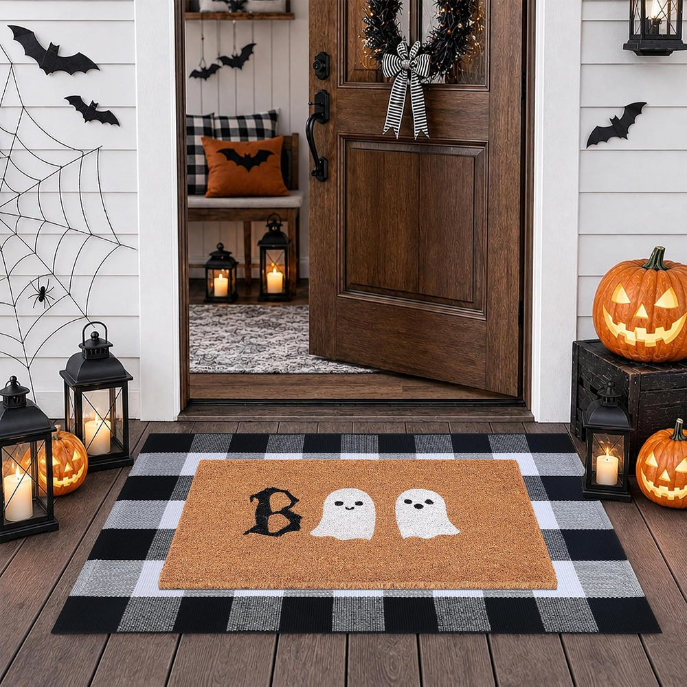 Halloween Door Mat Combo Set, Boo Ghost Coco Coir Welcome Doormat + 28" ...