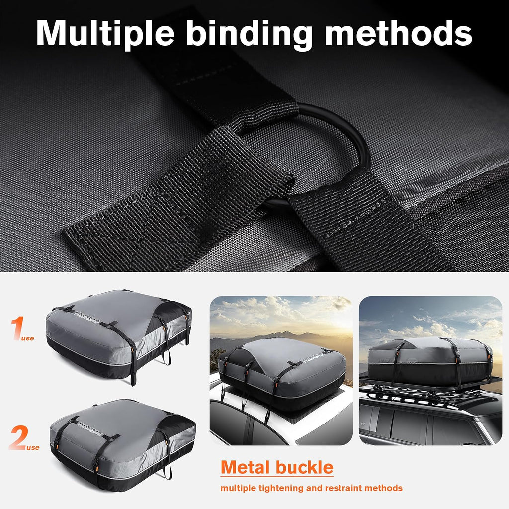 Waterproof Rooftop Cargo Carrier Bag, 100% Waterproof Sealing with Anti-Slip Mat, Fits Vehicles with or Without Roof Rack, 21 Cubic Feet