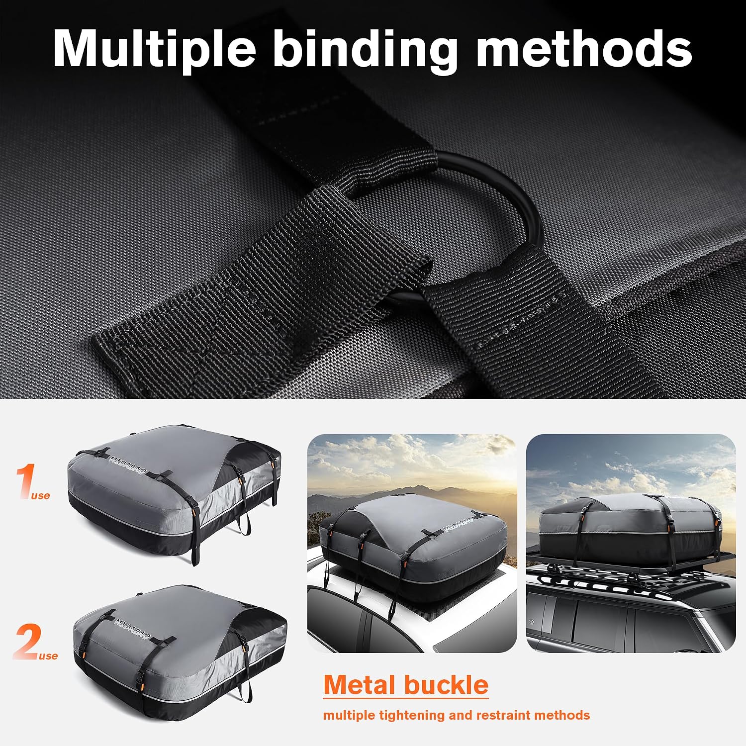 Waterproof Rooftop Cargo Carrier Bag, 100% Waterproof Sealing with Anti-Slip Mat, Fits Vehicles with or Without Roof Rack, 21 Cubic Feet