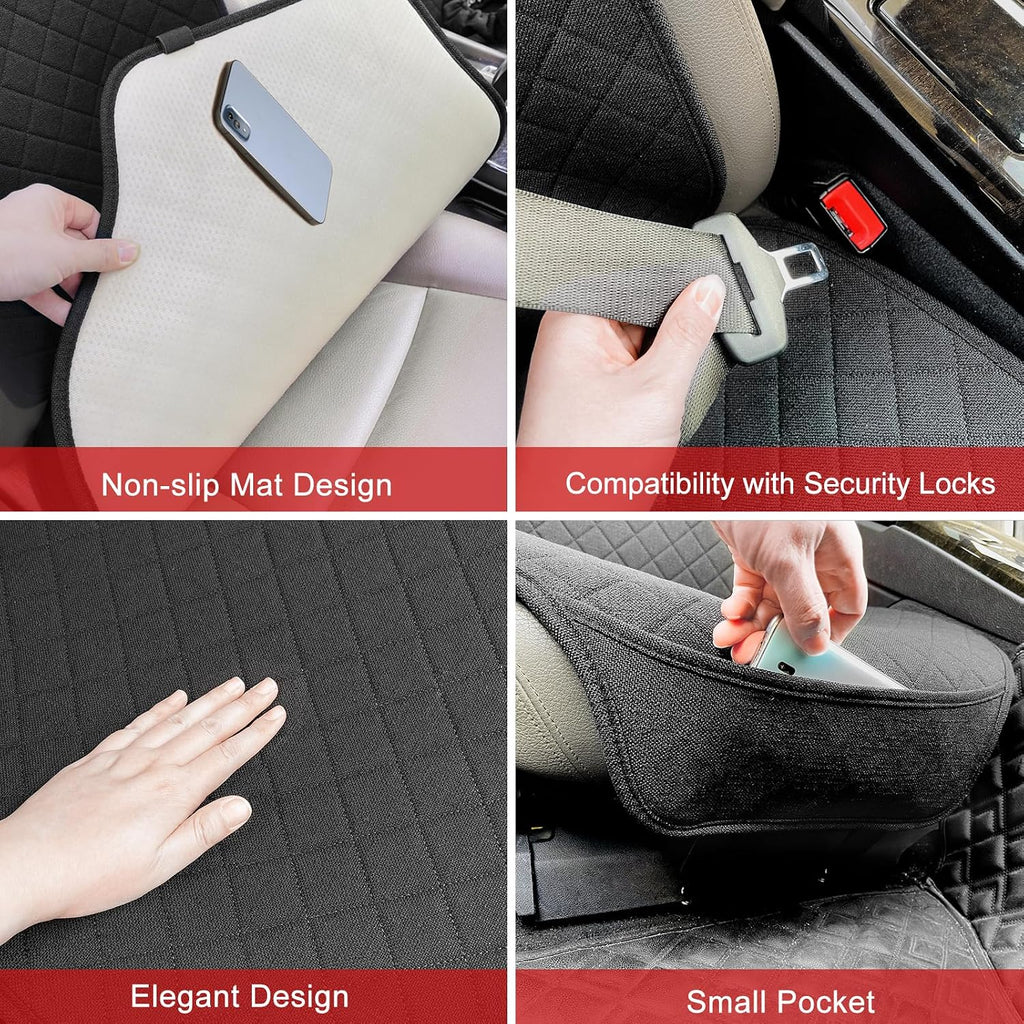 bopuovre linen front car seat covers breathable fabric, close-up detail