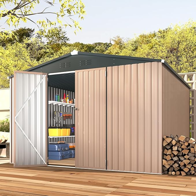 AECOJOY 10'x10' Outdoor Storage Shed, Large Metal Sheds & Outdoor Storage - Image 8