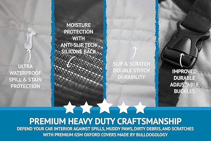 Bulldogology Dog Car Seat Cover Waterproof Heavy Duty Bench Dog Hammock - Image 4