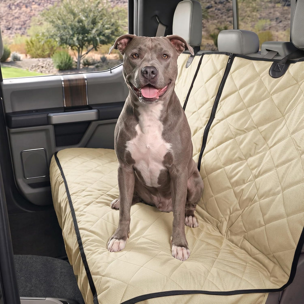 4Knines Dog Rear Seat Cover for Fold Down Seats - Fitted, Tan Regular