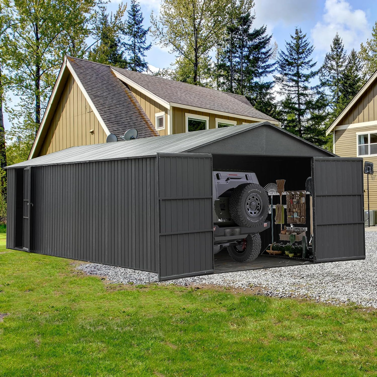 Domi 12x20FT Outdoor Garage Metal Shed, Extra Large Carport