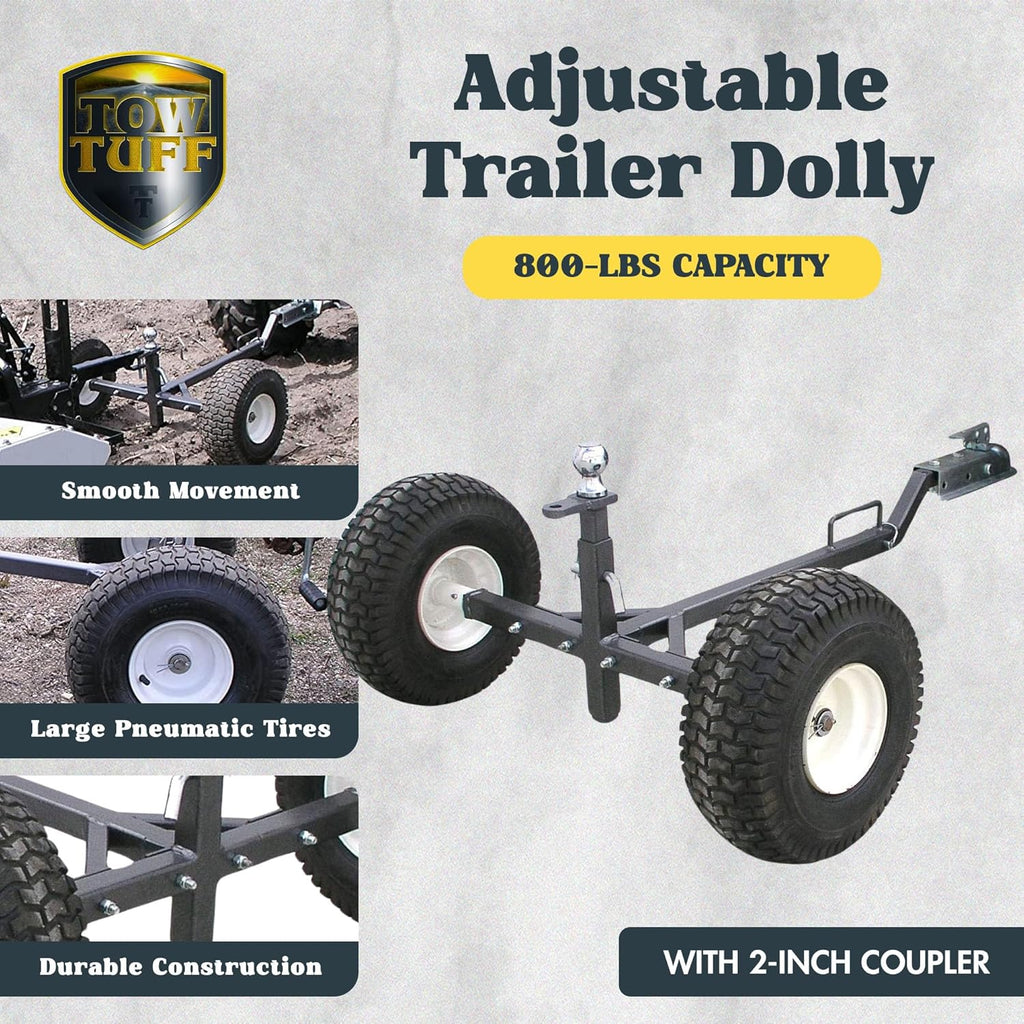 Tow Tuff TMD-800ATV ATV Weight Distributing Adjustable Trailer Dolly , Black, 800 lb Capacity/2 Wheels