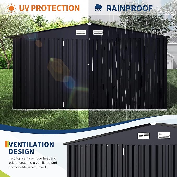 8x10 FT Metal Storage Sheds Outdoor - Image 4