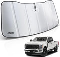 MZS Windshield Sun Shade Compatible with F250 F350 F450 F550 F600 2023-2026, Foldable Truck Sun Shade Shield with Storage Pouch, Front Window Visor Sunshade Accessories for Interior Protector