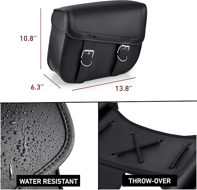 Nomad Leather Motorcycle Saddlebags Large Quick-Easy Universal Fit Throw Over - Image 5
