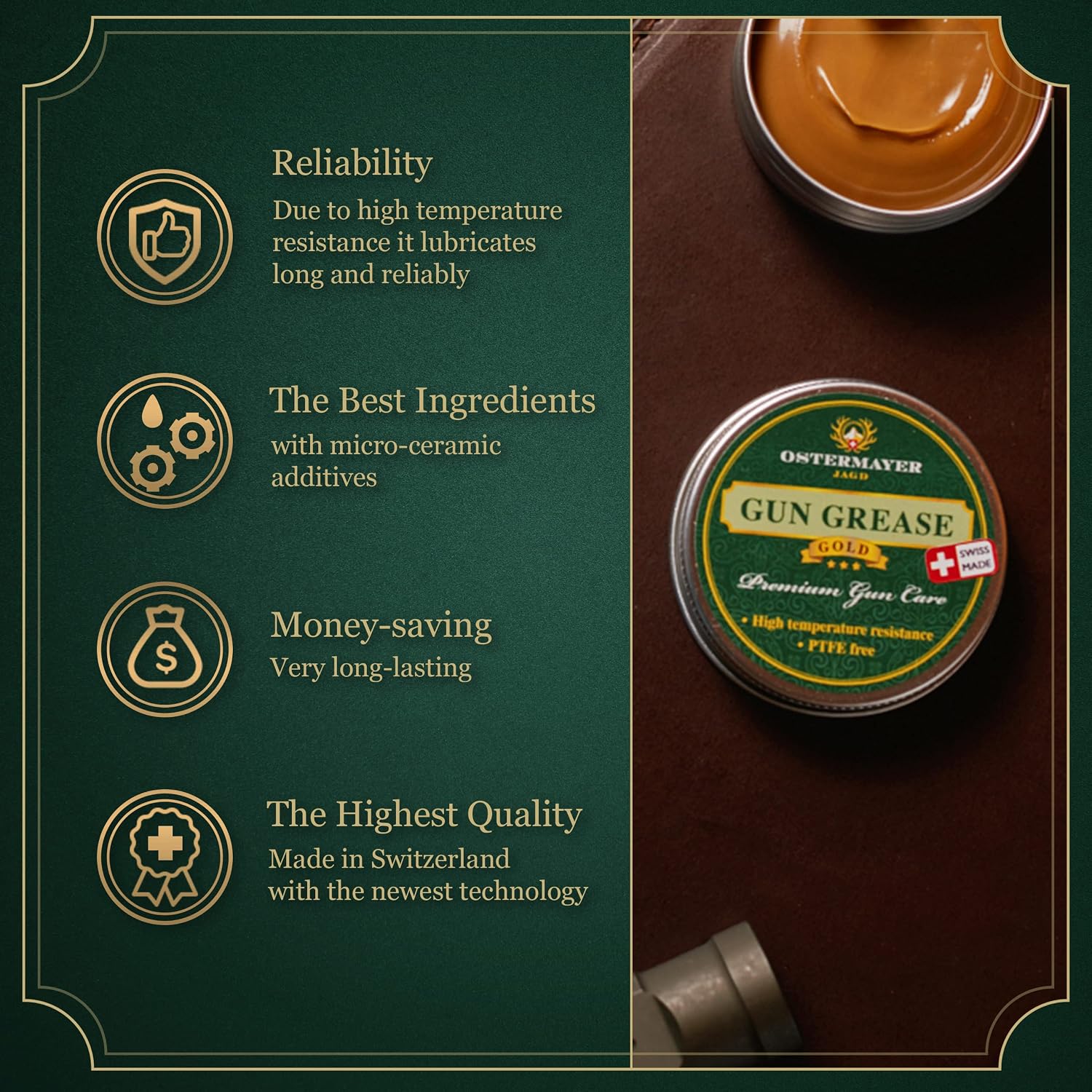 Gun Grease Gold Lubricant - Swiss Made high Performance Grease