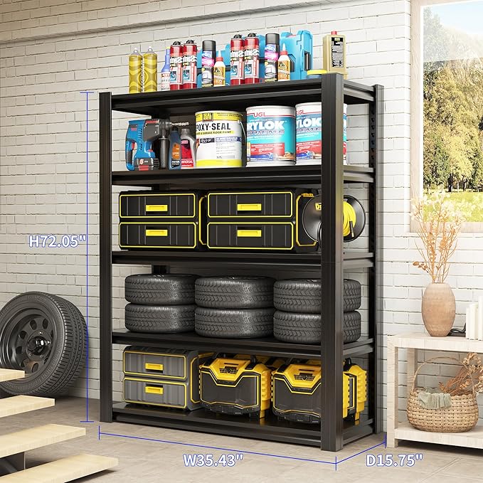 72" H Metal Storage Shelving, 2500LBS Heavy Duty Shelves Unit, Adjustable 5 - Image 2