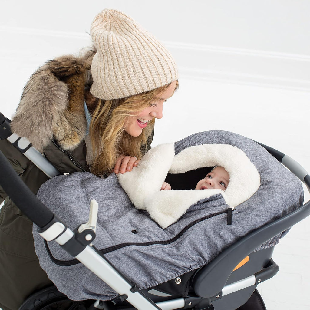 skip hop winter car seat cover, stroll & shown in use