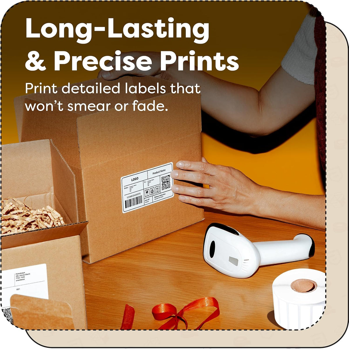 4" x 8" direct thermal labels (2000 count, close-up detail