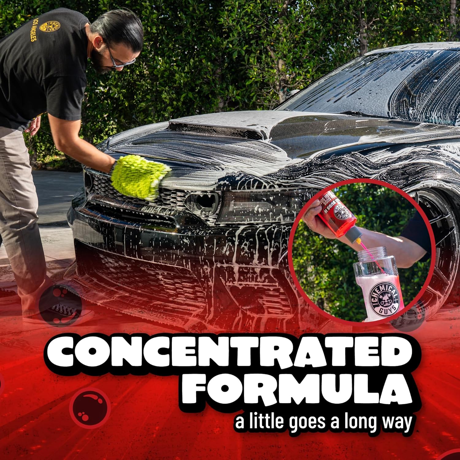 Chemical Guys Maxi Suds II Foaming Car Wash Soap – High Foam Car Wash Soap, Cherry Scent Shampoo and Gloss Booster for Foam Cannons, Guns or Buckets – Gentle, Safe for Trucks, SUVs, and RVs, 64 oz