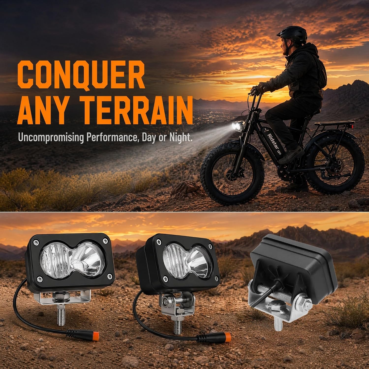 Baja Light for Ebike,Baja Light for Ridstar Q20,Universal 3 Pin Plug | White High Beam 20W 6000-6500K Compatible with Ridstar Q20 Lite/Q20 Pro, Ebike, Motorcycle & ATV