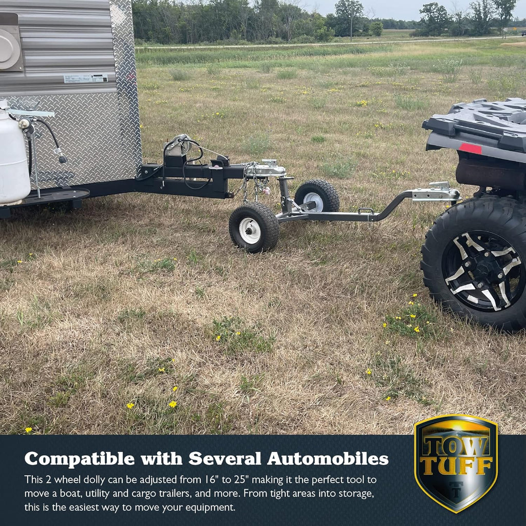 Tow Tuff TMD-800ATV ATV Weight Distributing Adjustable Trailer Dolly , Black, 800 lb Capacity/2 Wheels