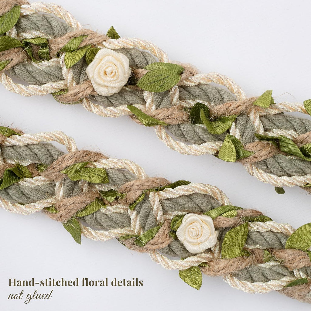 Handmade Celtic Wedding Handfasting Cord - Sage Green Braided Ceremony Rope - Double Electroplated Pendants - Heirloom Keepsake in Gift Box