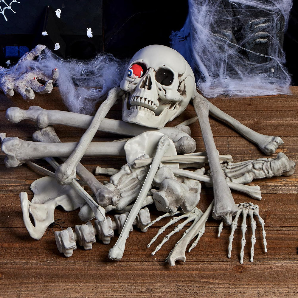 JOYIN 28 PCS Halloween Decorations Skeleton Bones and Skull Kit, Indoor Outdo...
