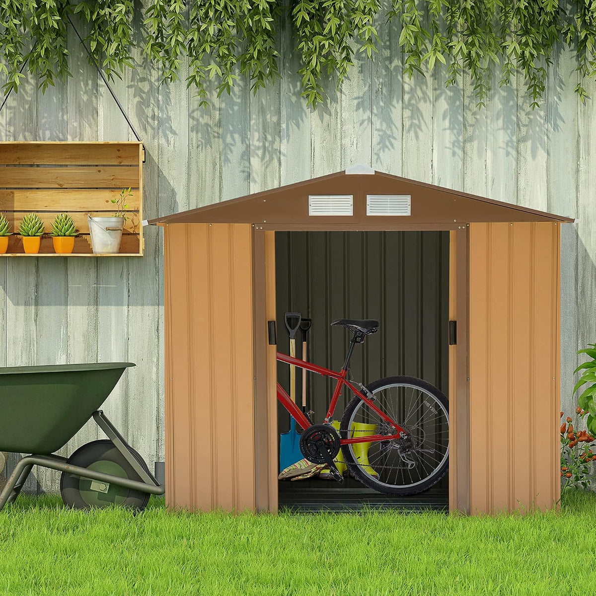 Outsunny 7' x 4' Outdoor Storage Shed, Garden Tool Metal Shed