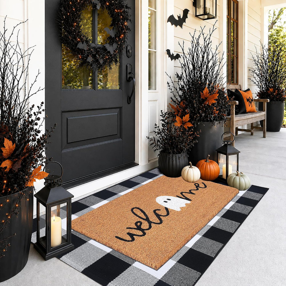 Halloween Door Mat Combo Set, Welcome Ghost Coco Coir Welcome Doormat + 28&qu...