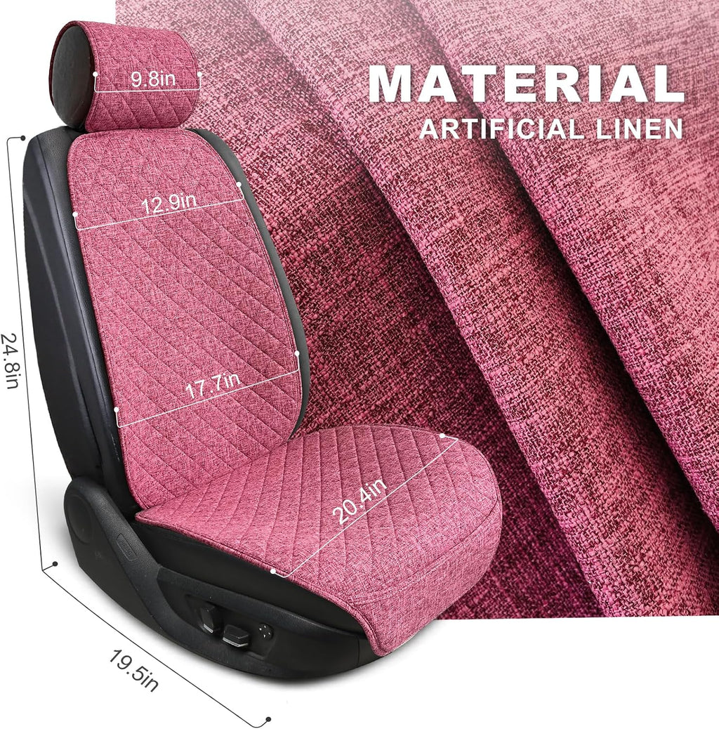 bopuovre linen front car seat covers breathable fabric, side view