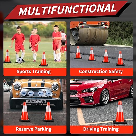 Traffic Cones 18 inch 6 Pack Heavy Duty Safety Cones Orange - Image 6