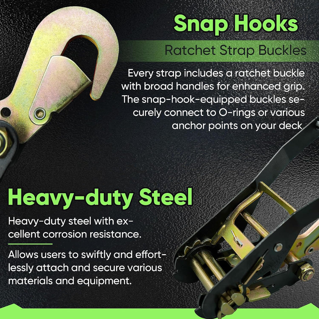 4 Pack Car Tie Down Straps for Trailers - 2" x 96" - 9900LBS Break Strength - Tire Ratchet Strap with Snap Hooks - Adjustable Wheel Straps for Hauling UTV, SUV, Truck, Any Cars