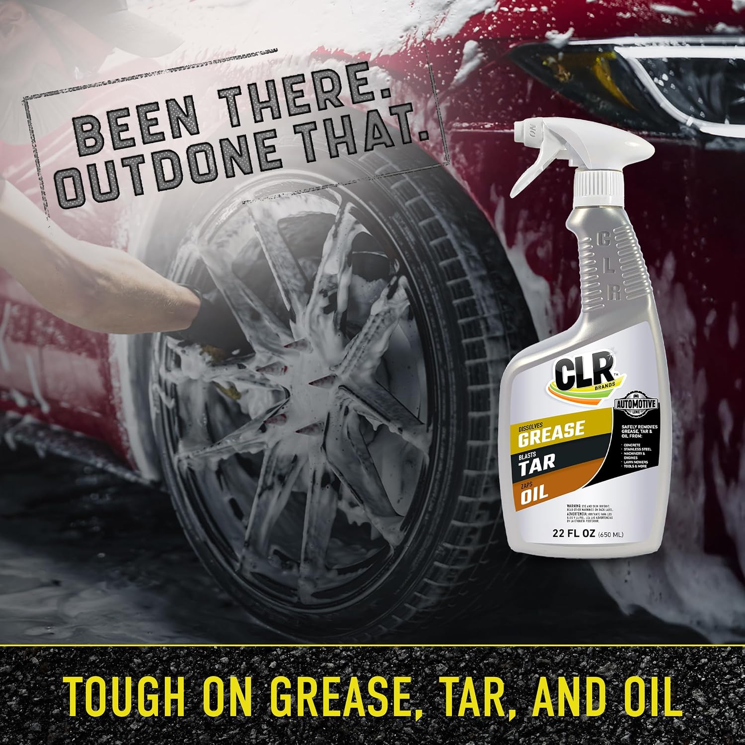 CLR Brands Automotive Grease, Tar & Oil Remover, 22 oz. Spray Bottle, Non-Abrasive, Dissolves Grease, Blasts Tar, Zaps Oil from Garage Floors and Machinery