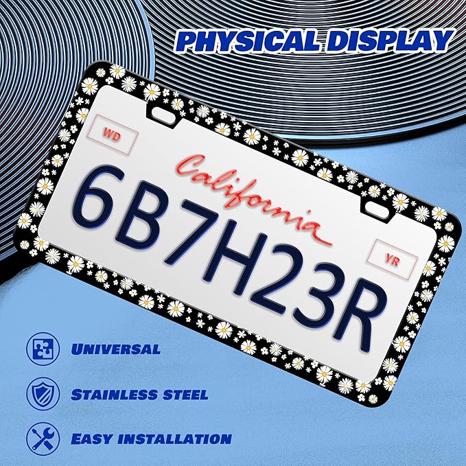 Beautiful Daisy License Plate Frame Daisies License Plate Holder Personalise - Image 3