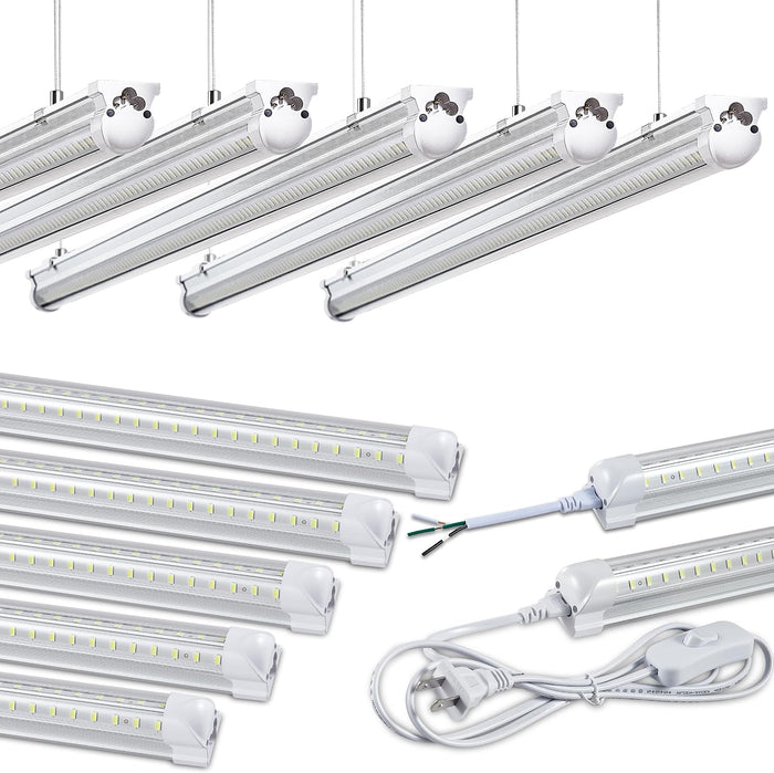 Skymoatled 12Pack 4FT LED Shop Light Garage Lights,50W 6000K 7500LM White Light,Hanging/Surface Mount,Plug and Play,Linkable T8 LED Shop Lights,Commercial Bay Lighting for Warehouse Workshop Basement