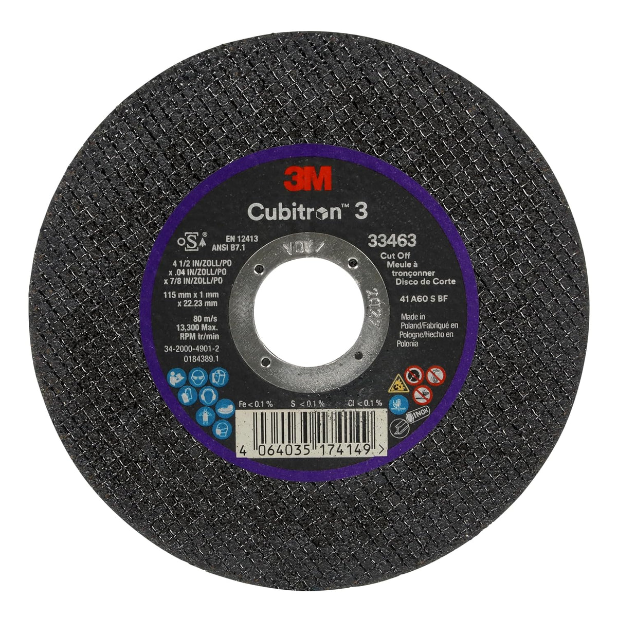 3m™ cubitron™ 3 cut-off wheel 33463, 4.5 in, main product view