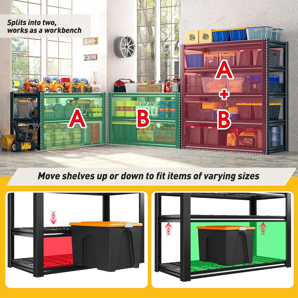 reibii 2 pack garage shelving 3200 lbs load shown in use