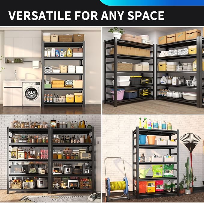 72" H Metal Garage Shelving Unit, 5-Tier Adjustable Garage Storage Shelves - Image 8