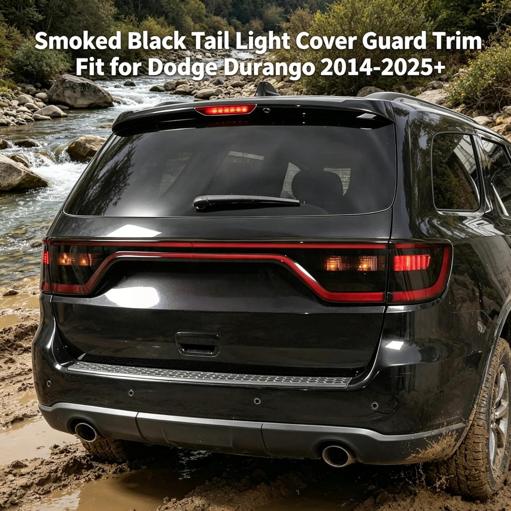 Smoked Black Tail Light Cover Guard Trim Fit for Dodge Durango 2014-2025+, Taillight Protector Decor Rear Light Cover Trim Exterior Accessories 4PCS Body Kit